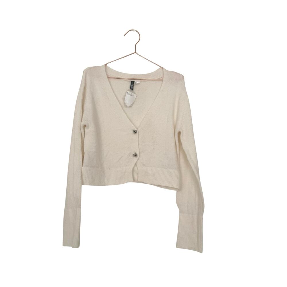 H&M Cream heart Button-Up Cardigan size small